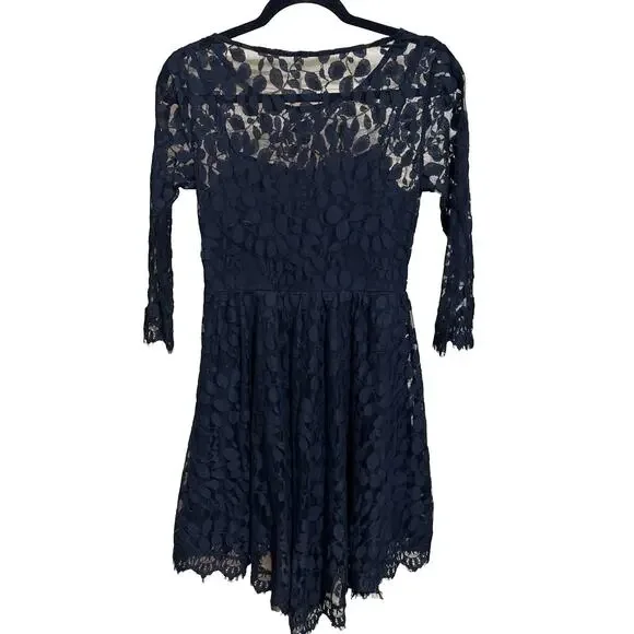 Free People Whimsygoth Mini Dress Size 2 Witchy Grunge Asymmetric Dark Romantic - Picture 3 of 12